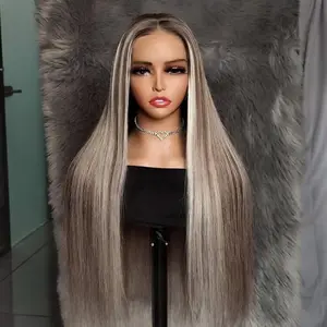 【28inch】ISEE Ash Blonde Highlight Straight Wear Go Glueless Wigs Preplucked With Natural Hairline#SpringStatements