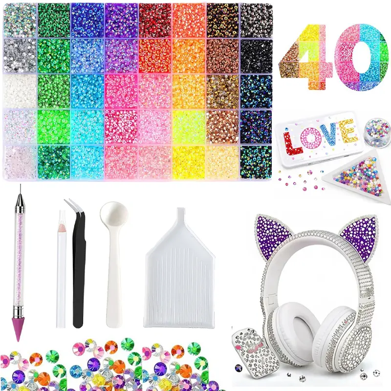 【Summervibes】DIY Diamond Bedazzling Kit with 3mm Mixed Resin Rhinestones. Nail Art Supplies.DIY Diamond Bedazzling Kit with 3mm Mixed Resin Rhinestones Perfect for DIY Crafts, Clothing, Nail Art Supplies.Jewelry, Glitter Decorative Nails