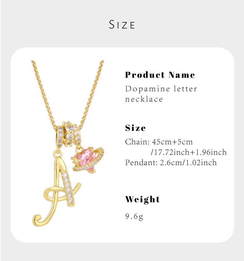 GGIRL Initial Heart Necklace for Women Pink Cubic Zirconia Pendant Letter Diamond 18K Gold Plated Fashion Jewelry Gift for Holiday Christmas Birthdays Anniversaries