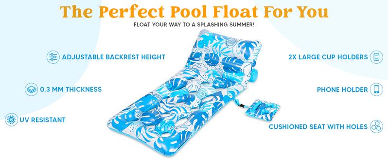 SLOOSH Adjustable Backrest Pool Floats - Tropical Leaves Pool Lounger Floaties Adults with Cup Holders, Inflatable Tanning Float Rafts Chair Beach Lake Lounge Floating Above Water Keep Cool Father's Day Gifts / Electric Air Pump TikTokShopSummerTurnup SLOOSH Adjustable Backrest Pool Floats - Tropical Leaves Pool Lounger Floaties Adults with Cup Holders, Inflatable Tanning Float Rafts Chair Beach Lake Lounge Floating Above Water Keep Cool Father's Day Gifts / Electric Air Pump TikTokShopSummerTurnup
