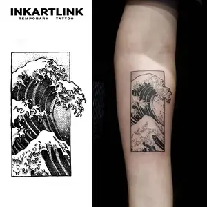 INKARTLINK [2 Sheets] Japanese Great Wave Temporary Tattoos, Ukiyo-e Style Ocean Wave Fake Tattoo Stickers, Waterproof Aesthetic Body Art