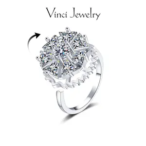 Exquisite Snowflake Spinner Ring with Fidget for Anxiety Relief Design, Elegant and Stylish Adjustable 5A Cubic Zirconia and Diamond Ring, Stressed Reliever Jewelry Gift for Women, Perfect for Casual and Daily Wear, Valentine’s Day, Birthday for Her