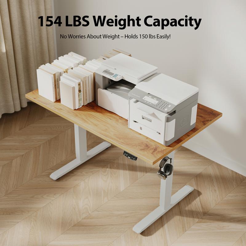 Agilestic 63 Inch Adjustable Electric Standing Desk,Morden Sit to Stand Desk,Computer Desk for Home Office Workstation,Oka/White/Black/Rustic Brown
