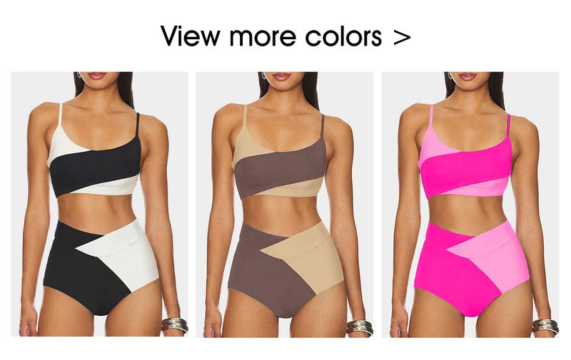 Aleumdr Women 2 Piece High Waisted Bestselling Bikini Color Block Swimsuit 2026 Summer Beach Bathing Suits