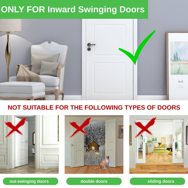 Treasem Home Security Door Lock, Childproof Door Reinforcement Lock with 3 Inch Stop Withstand 800 lbs, Door Safety Locks for Front Door, Night Kids Safety Flip Lock to Defend Your Home, Aluminum Alloy