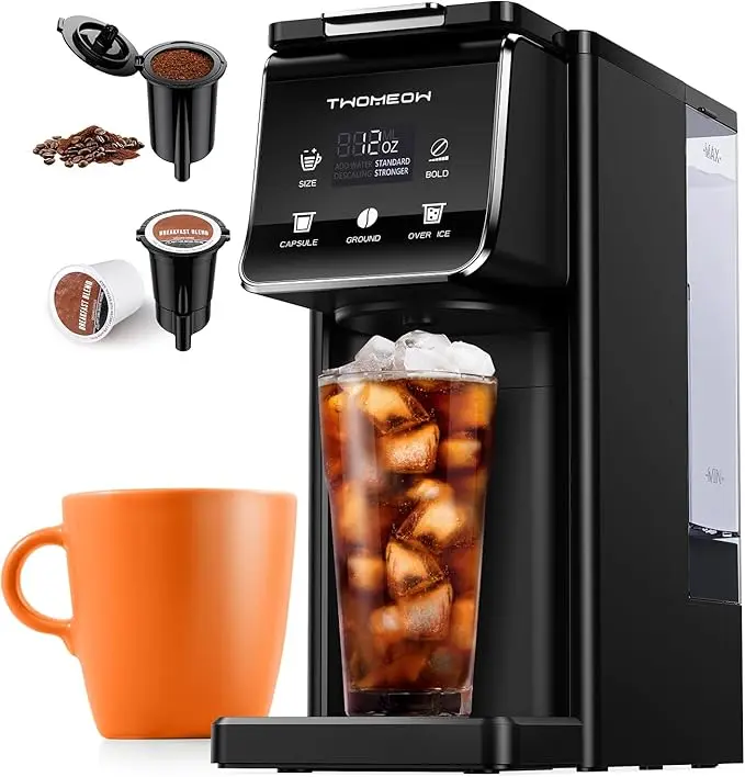 K Cup Coffee Maker With Bold Setting, Single Serve Hot & Iced Coffee Maker for K-Cup and Grounds, 52oz Removable Reservoir, 6 to14oz Brew Sizes, Pod Coffee Machine With Reusable Filter, Gray,home essentials tiktokshopbacktoschool