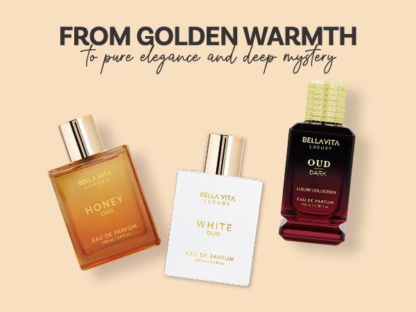 Oud Eclipse by BellaVita Luxury | Perfume Combo Gift Set | 3×100 ml | White Oud, Honey Oud & Oud Dark | Long Lasting Eau De Parfum | Vegan & Cruelty Free