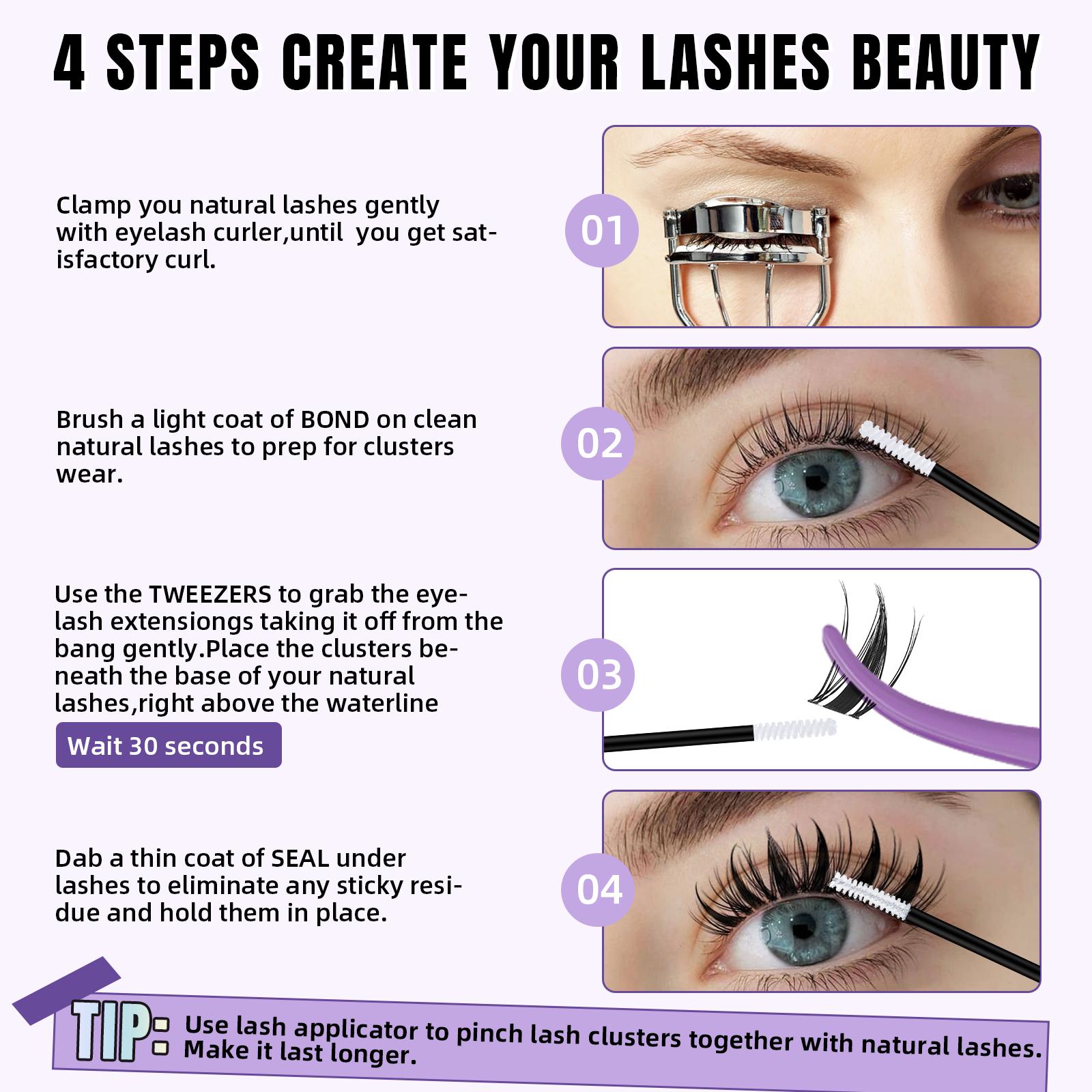 B&Q Fairy Manga Lash Kit l Invisible Band with 144pcs Individual Lashes, C Curl for DIY Lash Extension, Waterproof Long Lasting Valentine Gif