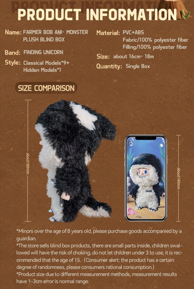 [FINDING UNICORN]【Live Unboxing】FARMER BOB Celebrity-Loved ANI-MONSTER Plush Blind Box Celebrity Style Trendy Decorative Doll Cute Figures Desktop Ornament Collectible Toys Birthday Gifts HXDMB5Q545