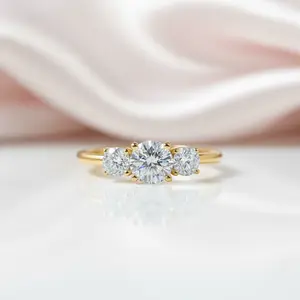 14k White Gold Three-Stone 0.5 Carat Lab Grown Diamond Engagement Ring