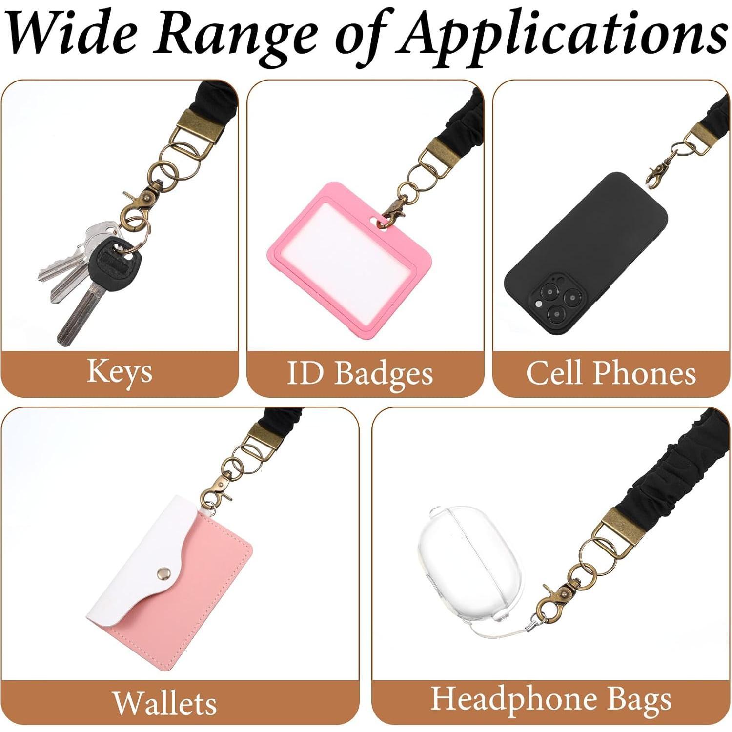 Scrunchyard Scrunchie Lanyards for ID Badges with Carabiner Clip Fashionable ID Badge Holder with Breakaway Lanyard Teacher Nurse Office Christmas Gifts Trendy Retractable Mechanism Polyester Fiber