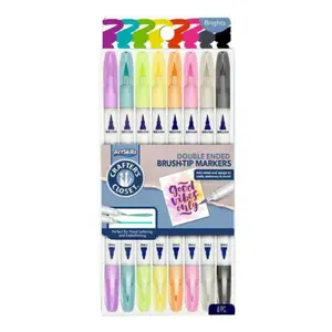 Double Ended Brush-Tip Markers: Brights