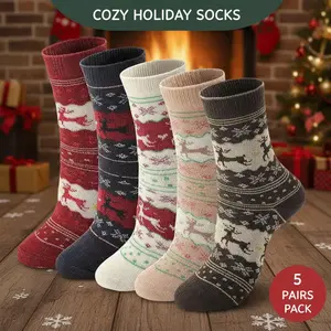 Women's wool socks, thick knitted, comfortable mid-calf socks