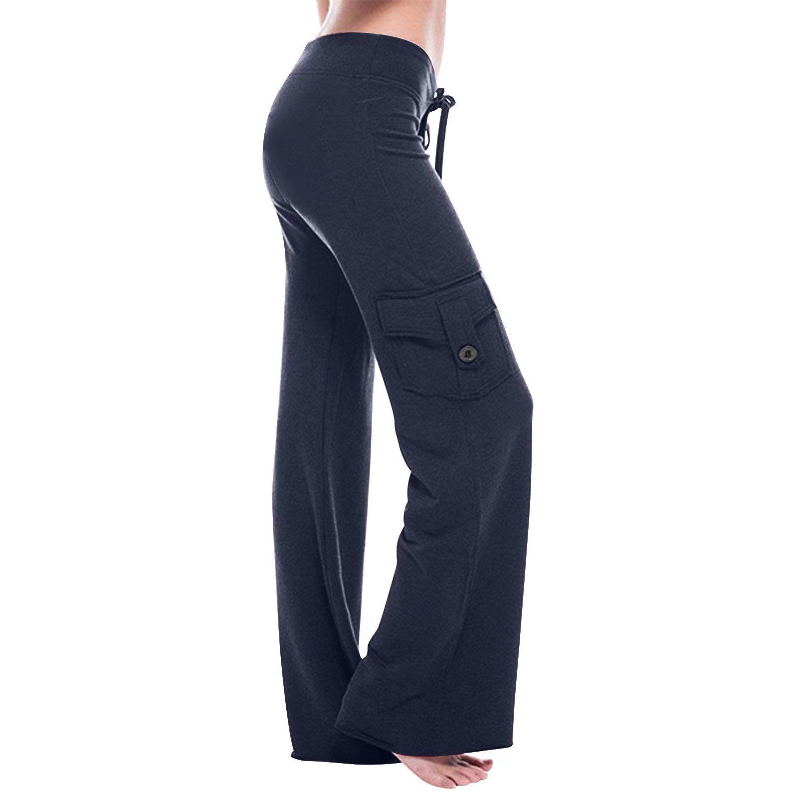 High-Waist Cargo Yoga Leggings with Pockets - Buttery Soft Tummy Control Workout Pants for Women, Comfortable Fit, Summer Casual Style