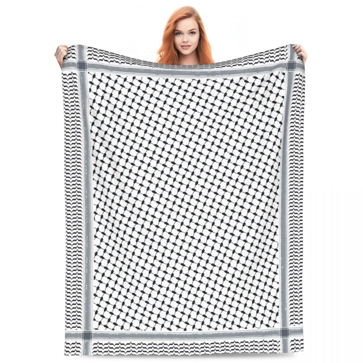 Palestine Keffiyeh Flannel Blanket - Ultra-Soft Cozy Wrinkle-Resistant Multi-Function Throw, Spring-Autumn Bedroom Bedding, Christmas Thanksgiving Father’s Day Gift for Child & Family