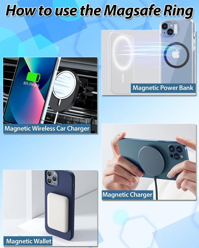 4-Pack Ultra-Thin Metal Rings – 0.4mm Magnetic Stickers for iPhone 12-16, Galaxy S24/S23/S22, Wallets, Grips & Car Mounts