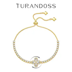 Turandoss Fidget Clover Tennis Bracelet for Women – Adjustable Spinning Clover Bracelet Jewelry Gift