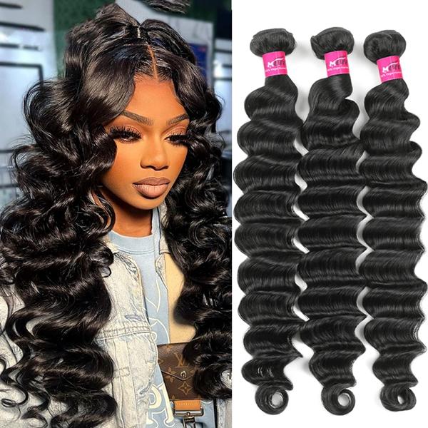 Thick Loose Deep Wave Human Hair Bundles Raw Human Hair Weave Brazilian Body Wave Quick Weave Extensions 1/3/4 Bundles #TiktokShopSpringGlowUp