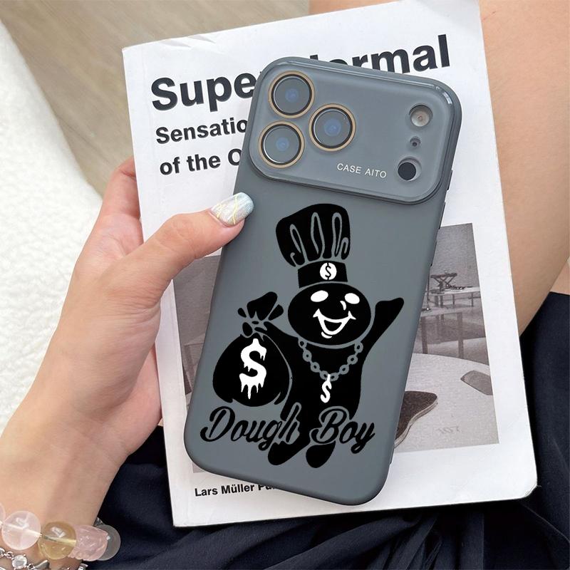 Dough Boy Money Bear Phone Case, Vibrant Dopamine Checkerboard Cover for iPhone 17 16 15 14 13 12 Pro Max Plus, Ultra Skin-Friendly TPU, All-Inclusive Glass Lens Protection, Aesthetic Streetwear Art, Hypebeast Gift, Shockproof Trendy Case