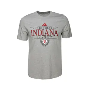adidas Mens Indiana Hoosiers Fresh Logo Crew Neck Short Sleeve Casual Tops Casual - Grey
