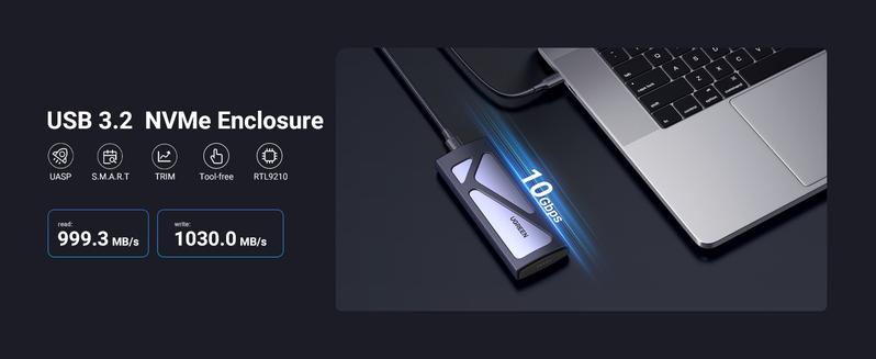 UGREEN SSD Enclosure, Tool-Free USB C External, 10Gbps M.2 NVMe to USB Adapter/Reader Supports M and B&M Keys and Size 2230/2242 /2260/2280 SSDs- TikTokShopBlackFriday ,TikTokShopHolidayHaul
