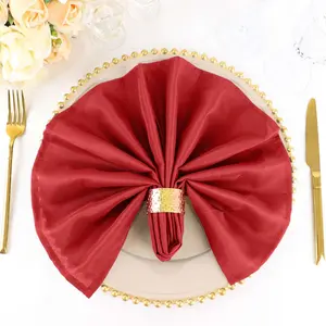 5 Pack Polyester 20"x20" Napkins Red - Wrinkle Resistant & Easy Care Cloth Napkins