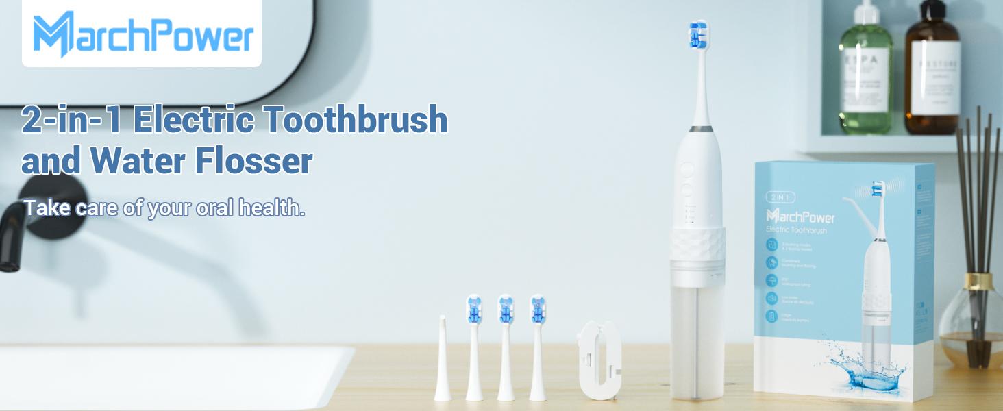 Portable Detachable Electric Toothbrush with Water Flosser, Washing & Care 2-in-1, Wireless Water Flosser Tooth Cleaning Kit 2.0, Combo IPX7 Waterproof Rechargeable Oral Irrigator, Suitable for Family Travel, Oral Health Gift Recommendation Portable Detachable Electric Toothbrush with Water Flosser, Washing & Care 2-in-1, Wireless Water Flosser Tooth Cleaning Kit 2.0, Combo IPX7 Waterproof Rechargeable Oral Irrigator, Suitable for Family Travel, Oral Health Gift Recommendation