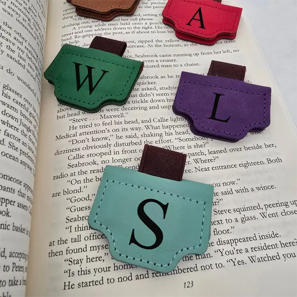 Personalized Leather Magnetic Bookmark Initilas Engraving Custom Gift for Book Lovers  Strong Hold for Softcover Books Ideal for Birthday or Holiday