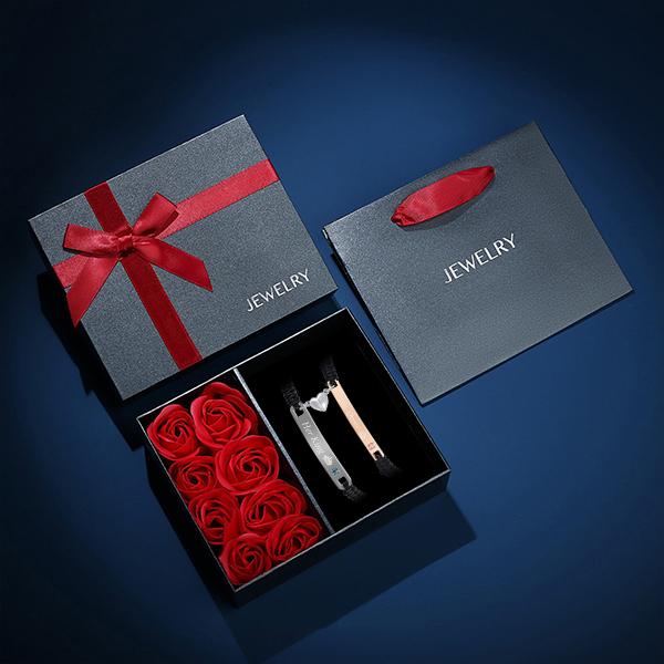 Couple Rhinestone Decorated Magnetic Heart Charm String Bracelet  Gift with Rose Gift Box, 1 Set Fashionable Jewelry for Women & Men, Trendy Bf Gf Bracelet Jewelry for Birthday Gift