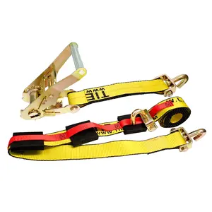 2" x 10' Over-Tire Car Hauler Wheel Straps w/ Swivel J Hooks - Yellow