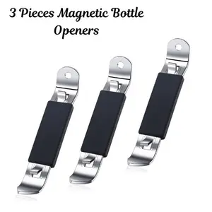 3PCS Magnetic Bottle Opener – Stainless Steel Beer Bottle Opener with Fridge Magnet, Flat Bar Tool for Home, Camping & Travel