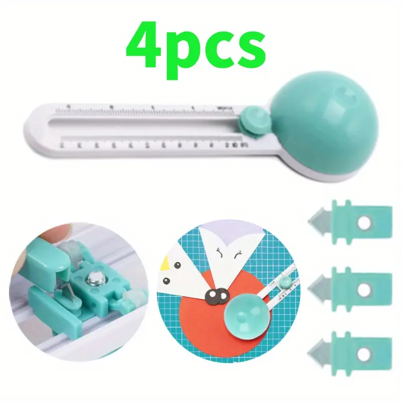 4pcs A Circular Cutting Tool for Card Paper Featuring Three Interchangeable Blades, This Adjustable Rotating Cutter Is Ideal for Crafts, Card Creation, And Scrapbooking. set kit repair