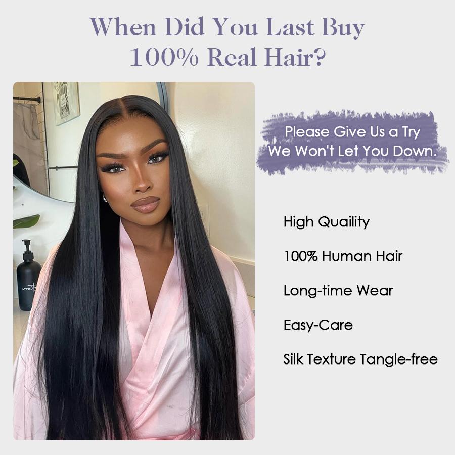 {30"=$113} Semuer Hair 13x6 Lace Frontal Wigs Human Hair 200% Density Glueless Straight Lace Wigs for Balck Women Pre-Everything Ear To Ear Natural Hairline HD Lace Skin Melted Wigs With Drawstring