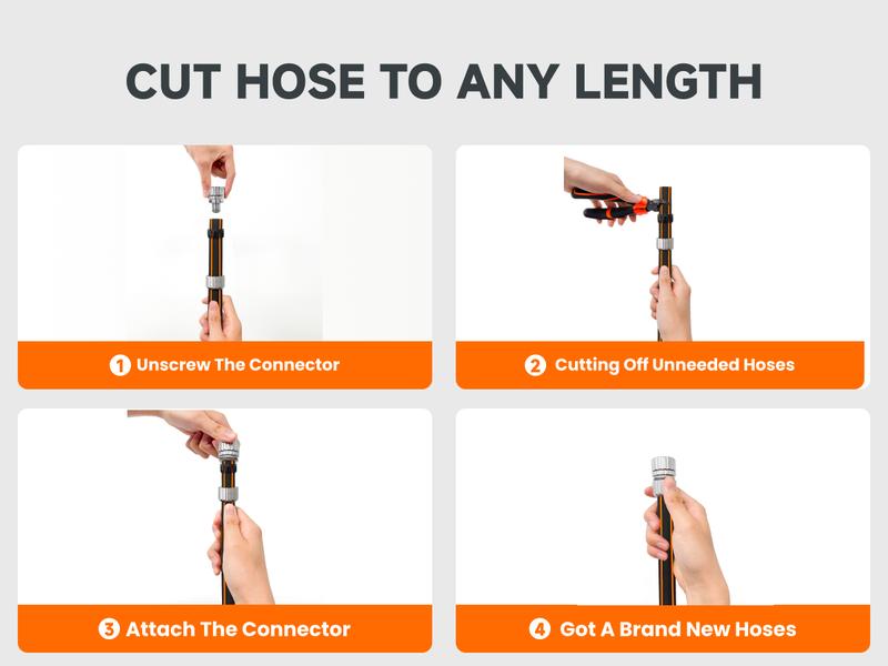 Giraffe Tools 6-25FT 5/8" Hybrid Custom Hose Aluminum Plated Connector Male to Female Re-installed Customize Hose Durable 3 Layers of Enhanced Structure All Weather Flexibility Garden Hose with 150PSI W.P. , 600 Burst PSI for Efficient Watering