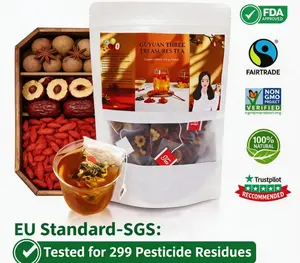 Natural Longan 3 Treasures Herbal Tea with Longan, Red Dates & Goji Berries, Blood Nourish, Relaxing Sleep Support & Caffeine-Free Self-Care Tea