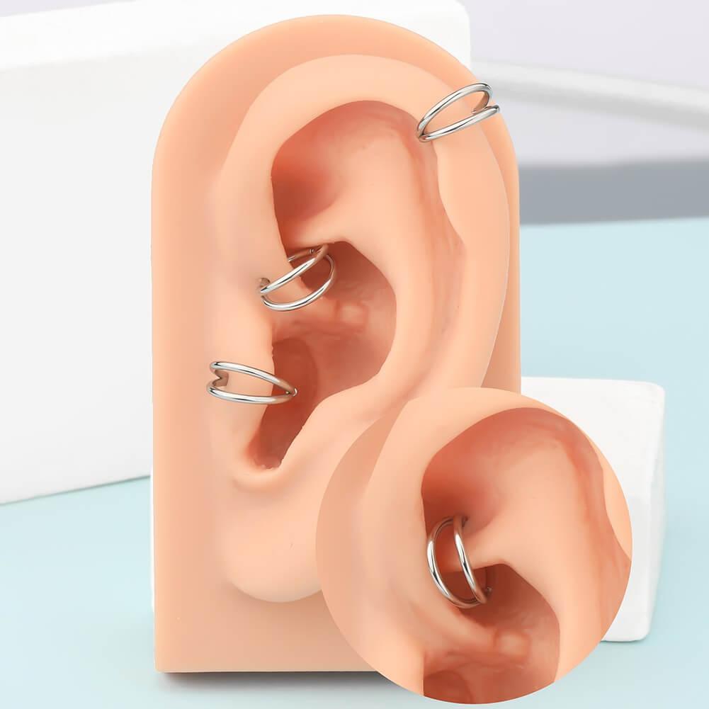 Oufer 20G Double Nose Hoop Hinged Segment Nose Ring Nose Piercings Jewelry