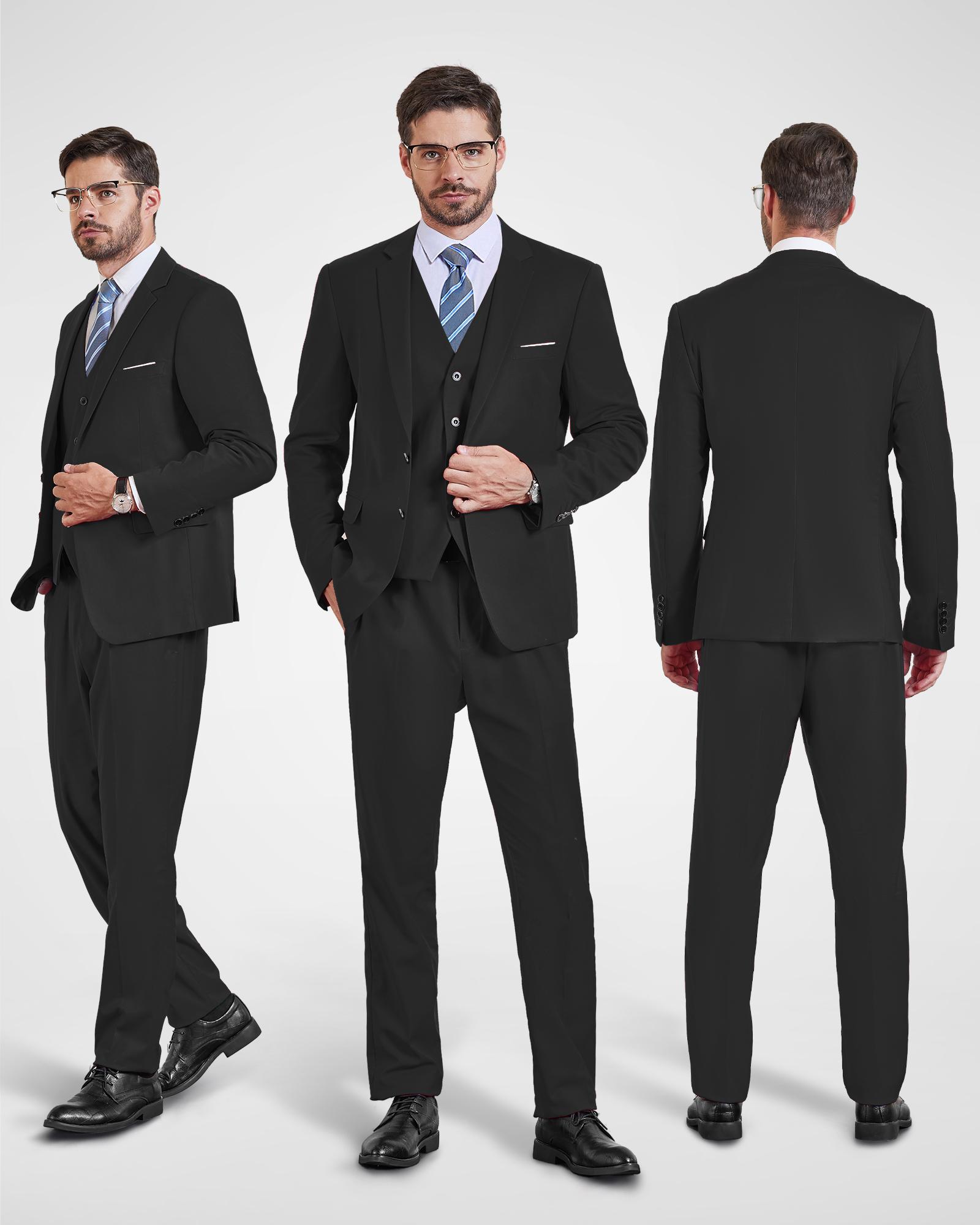 YND Men's Slim Fit 3-Piece Suit, 2-Button Jacket Pants Set, Random Tie, Formal Business Prom Casual Set, Suitable for Various Business and Casual Occasions, Suitable for Weddings,business casual outfits, prom outfits men, office work clothes YND Men's Slim Fit 3-Piece Suit, 2-Button Jacket Pants Set, Random Tie, Formal Business Prom Casual Set, Suitable for Various Business and Casual Occasions, Suitable for Weddings,business casual outfits, prom outfits men, office work clothes