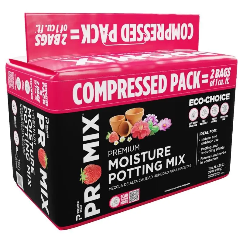 Pro-Mix 7039634 Bagged Ready-Mix Growing Soil, Mulches & Planting Media - 2 CFM, 20 lbs. Coco Fiber Blend, Supports Seed Starting, Ideal for Container Planting, Prevents Overwatering, Moisture-Retaining