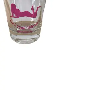 Shot glass Bottoms up Wieners in funny shot glass Em’s Pink Wieners hot dog cart
