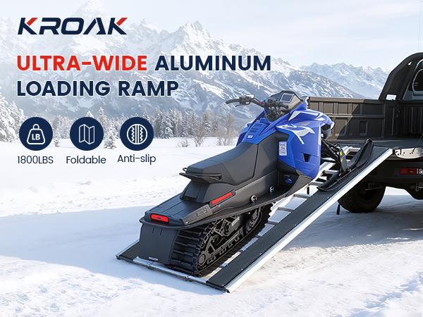 Aluminum Loading Ramp 77" x 54" Ultra-Wide, 1800LBS Capacity, Aluminum Tri-Fold Ramps with Ski Guides for Motorcycle/Dirt Bike/Trailer/ATV/UTV/Garden Tractor/Lawn Mower