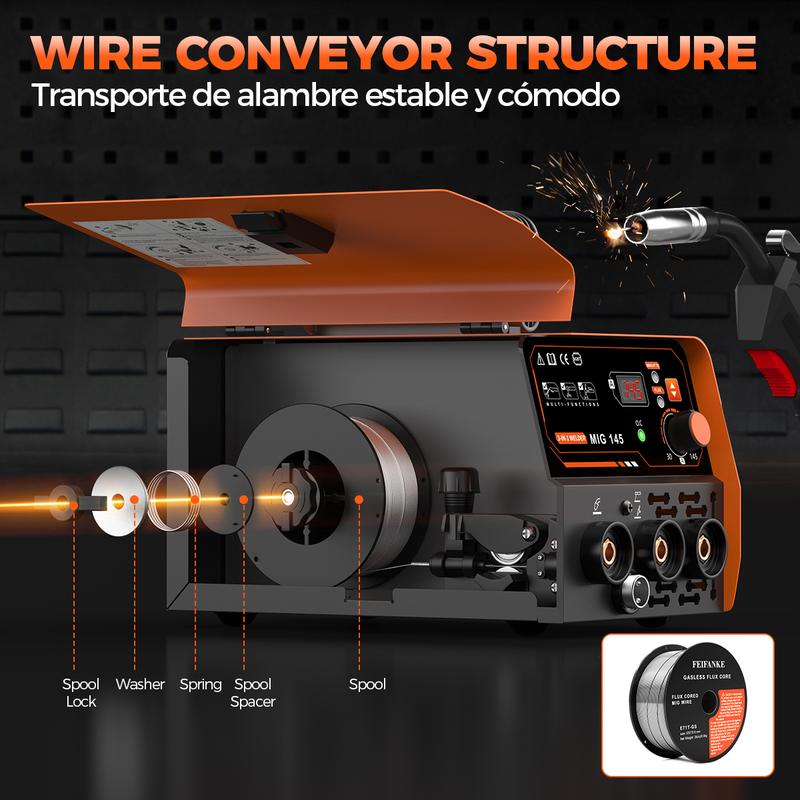 [2026 NEW ]FEIFANKE 145Amini  Welder machine with 110V, 3-in-1 MIG/ARC/Lift TIG mig welder ,IGBT Inverter synergic control ARC /MMA Welding Machine, protable LED Digtital Display Gasless Welder ,For Repair Work ＆DIY