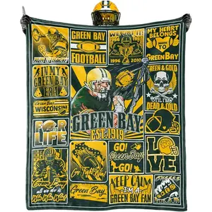 Green Bay Football Blanket Fan Gifts for Men Women Kids Sport Throw Blanket Football Style Merch Gear Cozy Sofa Bed