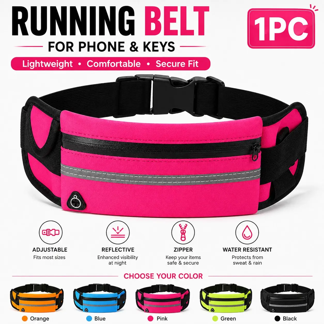 Running Belt Fanny Pack: Runner Marathon Jogging Waist Pack Sport Workout Exercise Fitness Training Phone Holder Belt for Men Women Jogger Slim Waistband Jogging Equipment Black