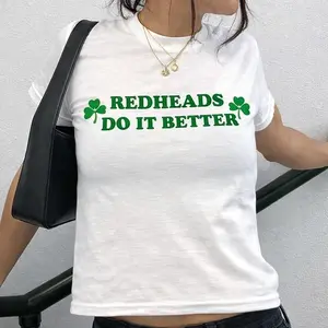 Redheads Do It Better Y2K Baby Tee, St Patricks Day Shirt, St Patty's Day Outfit, Y2K Trendy 90's Tee, 2000s Baby Tee