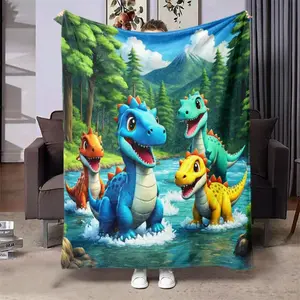 Dinosaur Pattern Blanket,Count Soft Comfortable Warm Throw, Air-conditioned Room Blanket, Warm Nap Blanket for Home Office Travel Camping