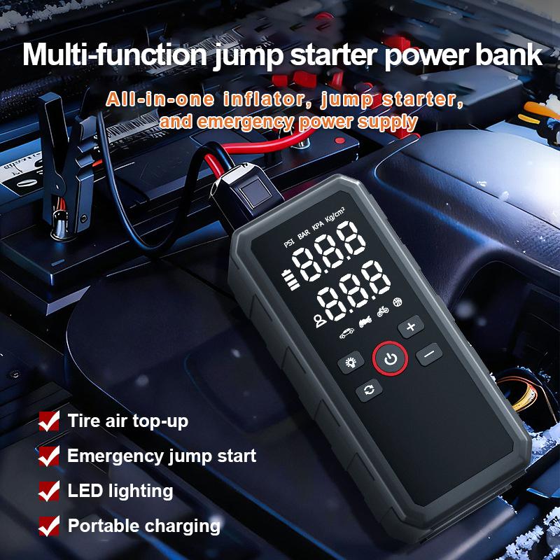 Portable Car Jump Starter with 6000mAh Power Bank, Cordless High Pressure Air Compressor - USB C Rechargeable, 3 Modes LED Light, Quick Inflation for Car Motorcycle, Emergency Tool for Home Road Trip Portable Car Jump Starter with 6000mAh Power Bank, Cordless High Pressure Air Compressor - USB C Rechargeable, 3 Modes LED Light, Quick Inflation for Car Motorcycle, Emergency Tool for Home Road Trip