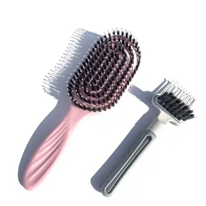 Scalp Massage Detangling Hair Brush for Wet & Curly Hair, Oval Vented Styling Brush with Cleaning Tool, Salon-Grade Hair Tool seasoned slick back brush