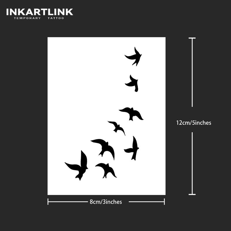 INKARTLINK magic art tattoo 2 pieces,Swallows,waterproof, semi-permanent, long-lasting, temporary, simple fake stickers, for party, Henna Stencil