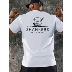 Shankers Golf Team Men's Short Sleeve Performance Polo With Club Ball Emblem Breathable Polyester Regular Fit Summer Golf Shirt For Sports Enthusiasts Athletic Workout Clothing