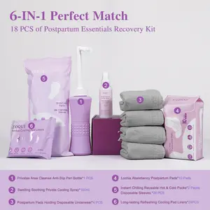Postpartum Essentials Recovery Kit for Women Delivery Postpartum Care Equipment Cooling Spray Disposable Postpartum Underwear Postpartum Pads, Peri Bottle, Perineal Soothing Liners Hot&Cold Packs Inverted rinsing bottle Sanitary pads Essential items